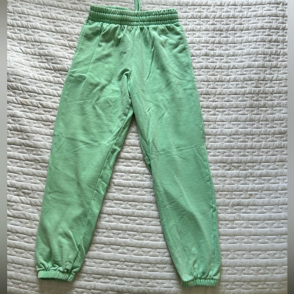Green garage sweatpants